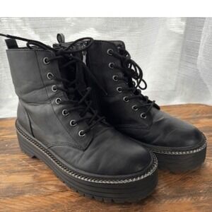 Y2K VTG BCBGeneration Kayte Black‎ Platform Combat Boots Women Size 7.5M